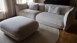3er Sofa und Hocker von Atelier Pfister, beige
