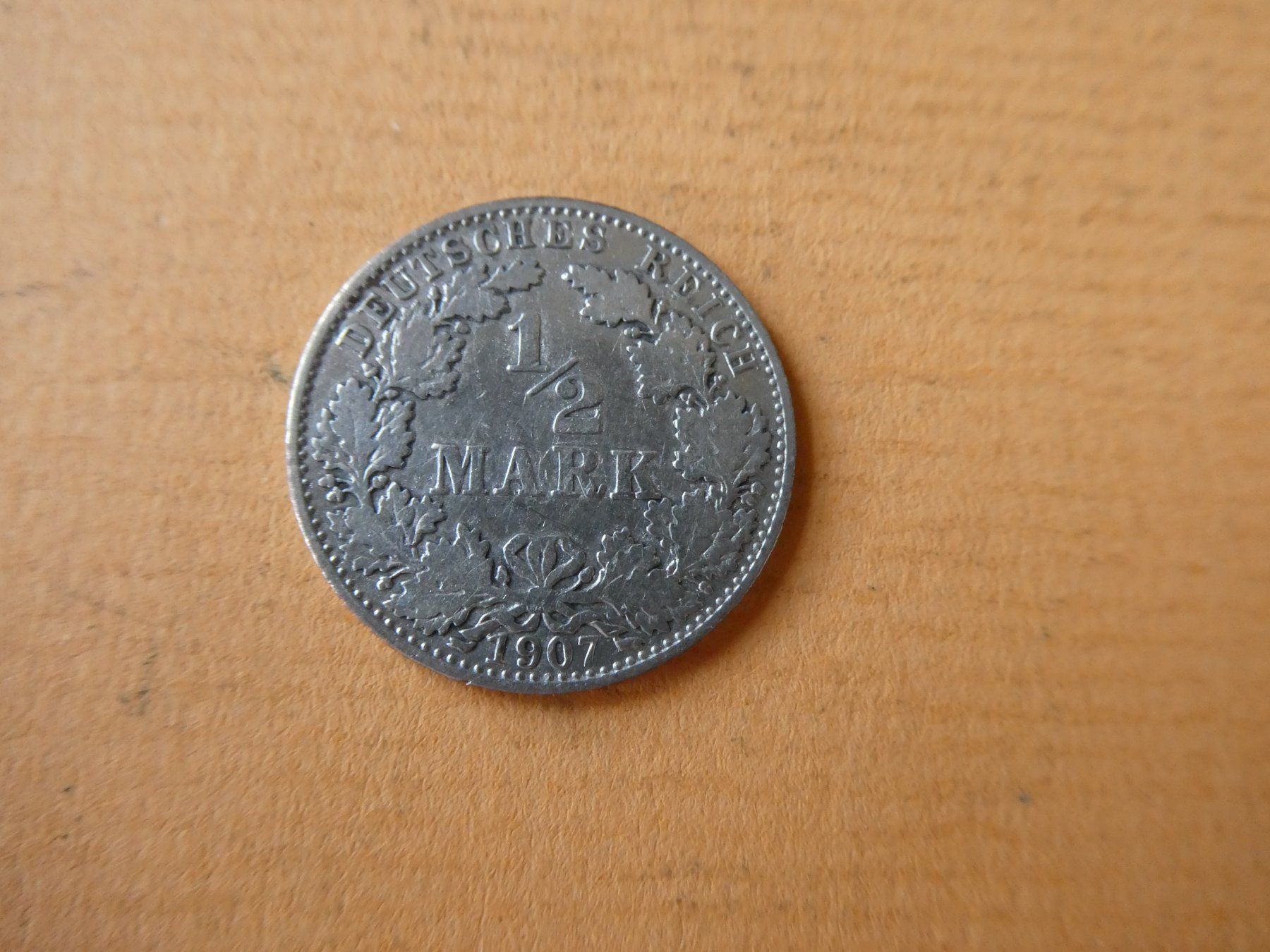 Alle Münzen: Dt. Reich 1907 D, 1/2 Silbermark – Gebraucht aus Hinterforst von Rohusri