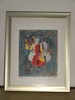 Lithographie gerahmt: Alban Welti, 3 Geigen/Cello Nr: 42/150