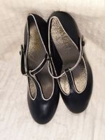 Damen Riemchen-Schuhe Anne Weyburn Leder Schwarz/Gold NEU!