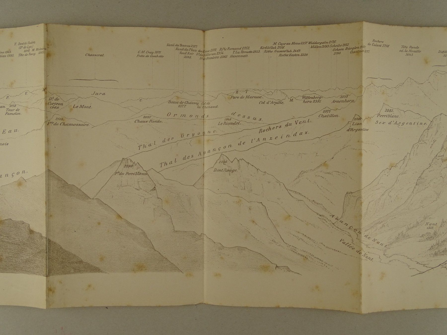 Cartine & Atlanti: PANORAMA VOM VOM GIPFEL DER DENT DE MORCLES 1882 – Usato da Grüningen venduto da Kartensammler 4