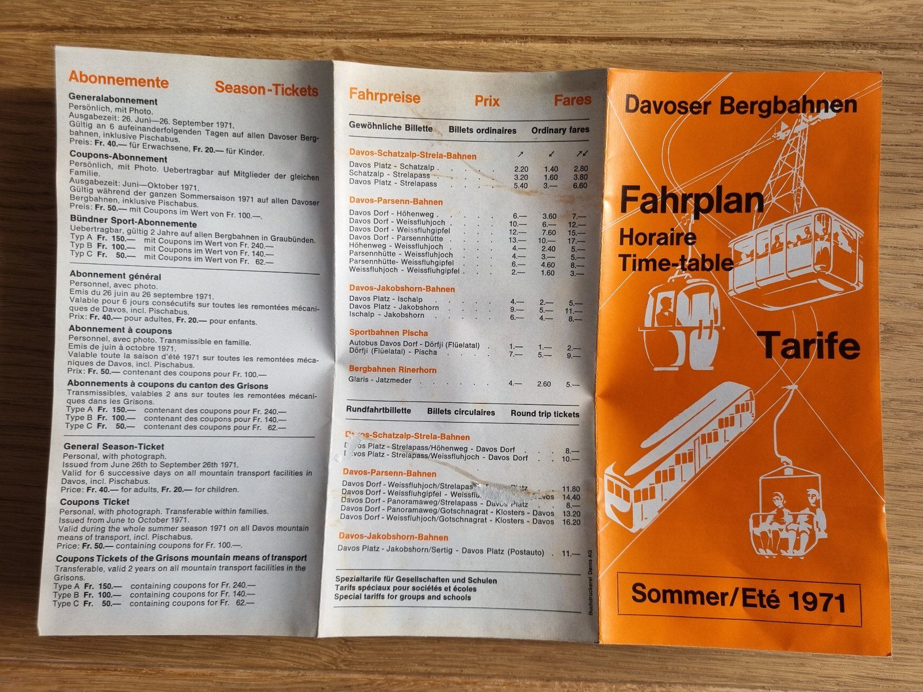 Documenti: Fahrplan Davoser Bergbahnen von 1971 – Usato da Bözberg venduto da heinz-d 2