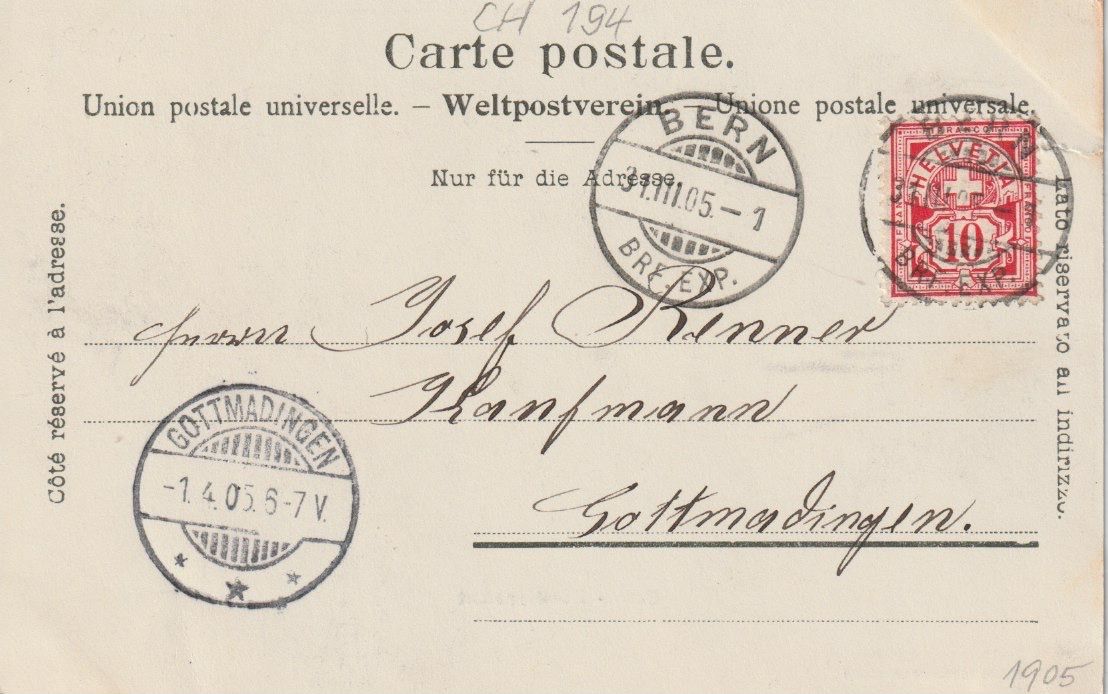 Cartoline postali: CH 194 Bern, Bundespalast, 1905 – Usato da Freienbach venduto da Bhaltis 1