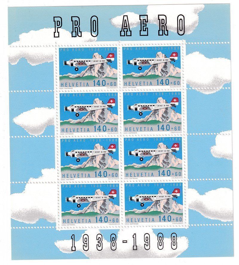 Alle Briefmarken: Sonderblock ungestempelt 1988 Pro Aero – Gebraucht aus Neuchâtel von karlpierrino