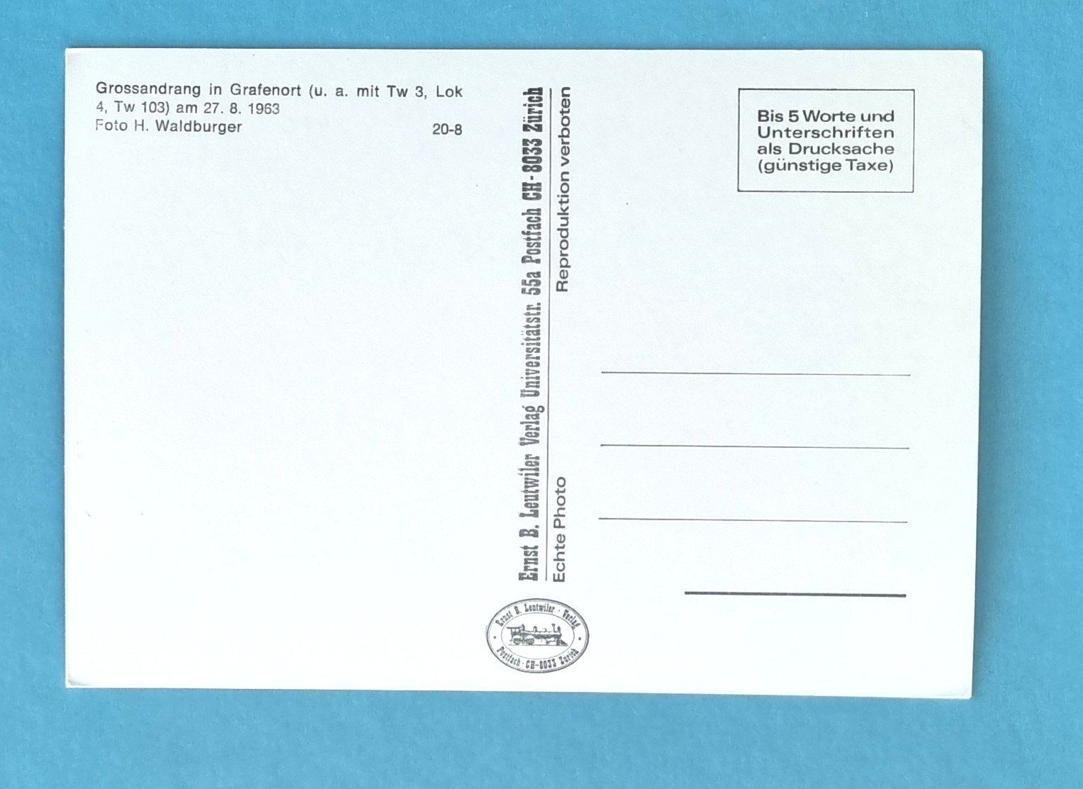 Cartoline postali: Grafenort - Stans-Engelberg Bahn - 1963 – Usato da Rothrist venduto da RROENK 1