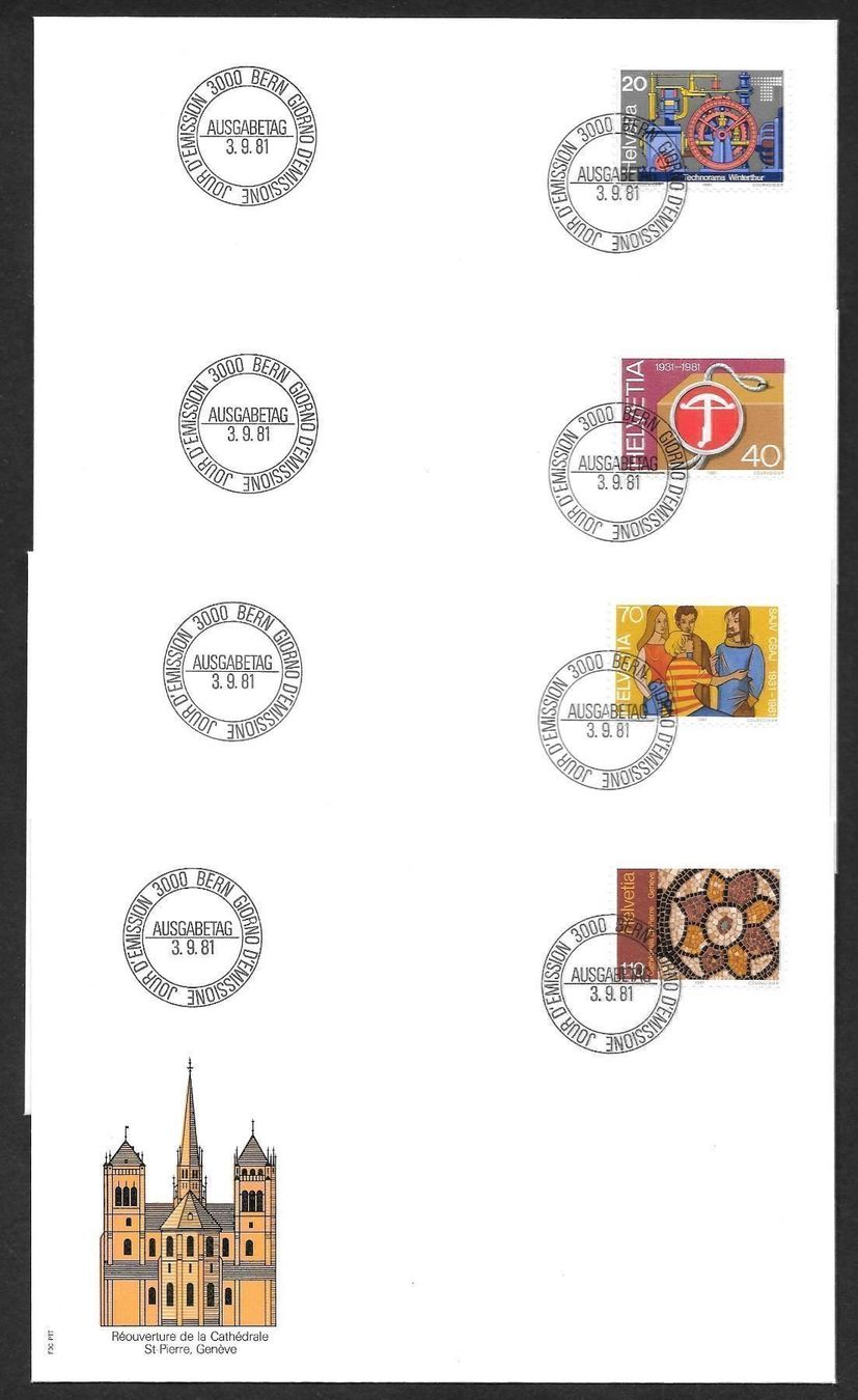 Tutti i francobolli: 4 FDC 656 - 659 Serie Einzelmarken ET Bern 3.9.1981 – Nuovo (secondo la descrizione) da Olten venduto da clotaldi