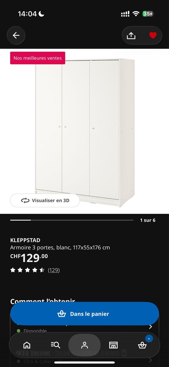 Ikea Armoires: Wardrobe KLEPPSTAD – D'occasion à Chêne-Bougeries par pau_t8j7