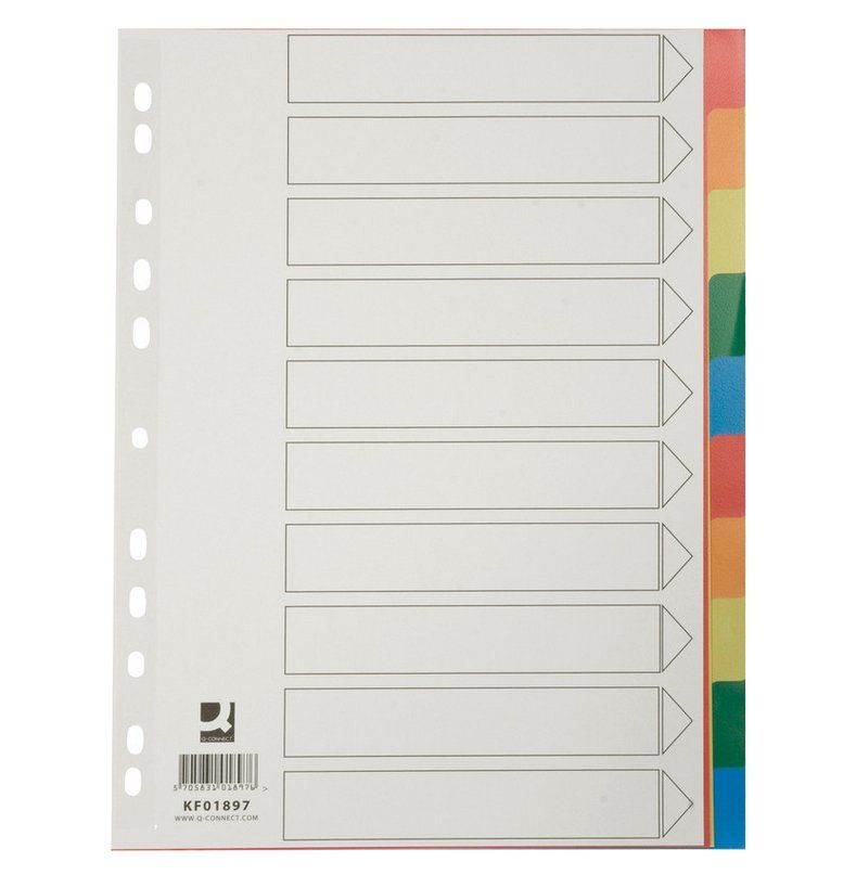 Raccoglitori: Q-CONNECT® Register Vollformat aus PP, 10-teilig – Nuovo e nell'imballaggio originale da Oensingen venduto da Liquidations-Shop