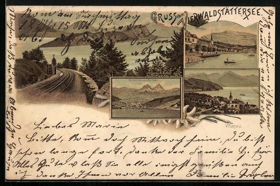 Cartoline postali: Litho Vitznau /Vierwaldstättersee, Pano – Usato da Berlin venduto da bartko-reher