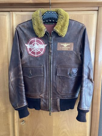 Vintage Fliegerjacke Lederjacke USN Grösse 36 G-1 US Navy