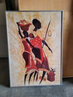 Tableau de scène de la vie africaine en batik