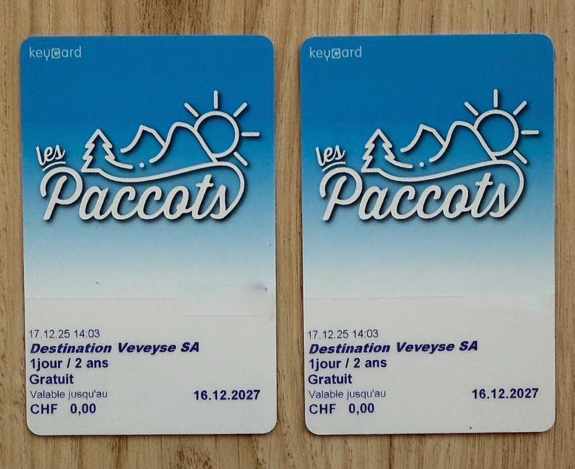 Biglietti: 2 Skitickets * Les Paccots – Nuovo e nell'imballaggio originale da Zermatt venduto da Jduck