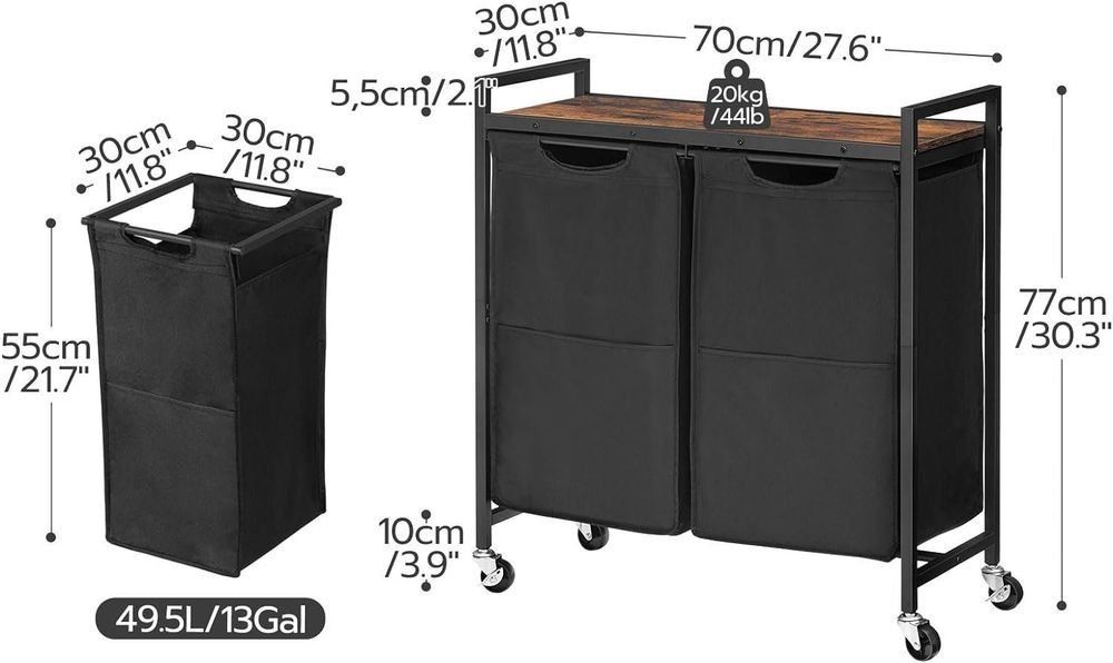 Cesti per biancheria: Wäschekorb Mit 2 Fächern Wäschesammler Mit Ablage ROLLIA – Nuovo e nell'imballaggio originale da Lachen SZ venduto da sw3zzy 8