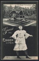 Grusskarten-AK Essen, Mädchen balancier