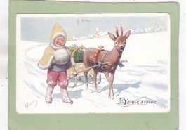 Kitsch Kind Rehbock Bonne Année 1912