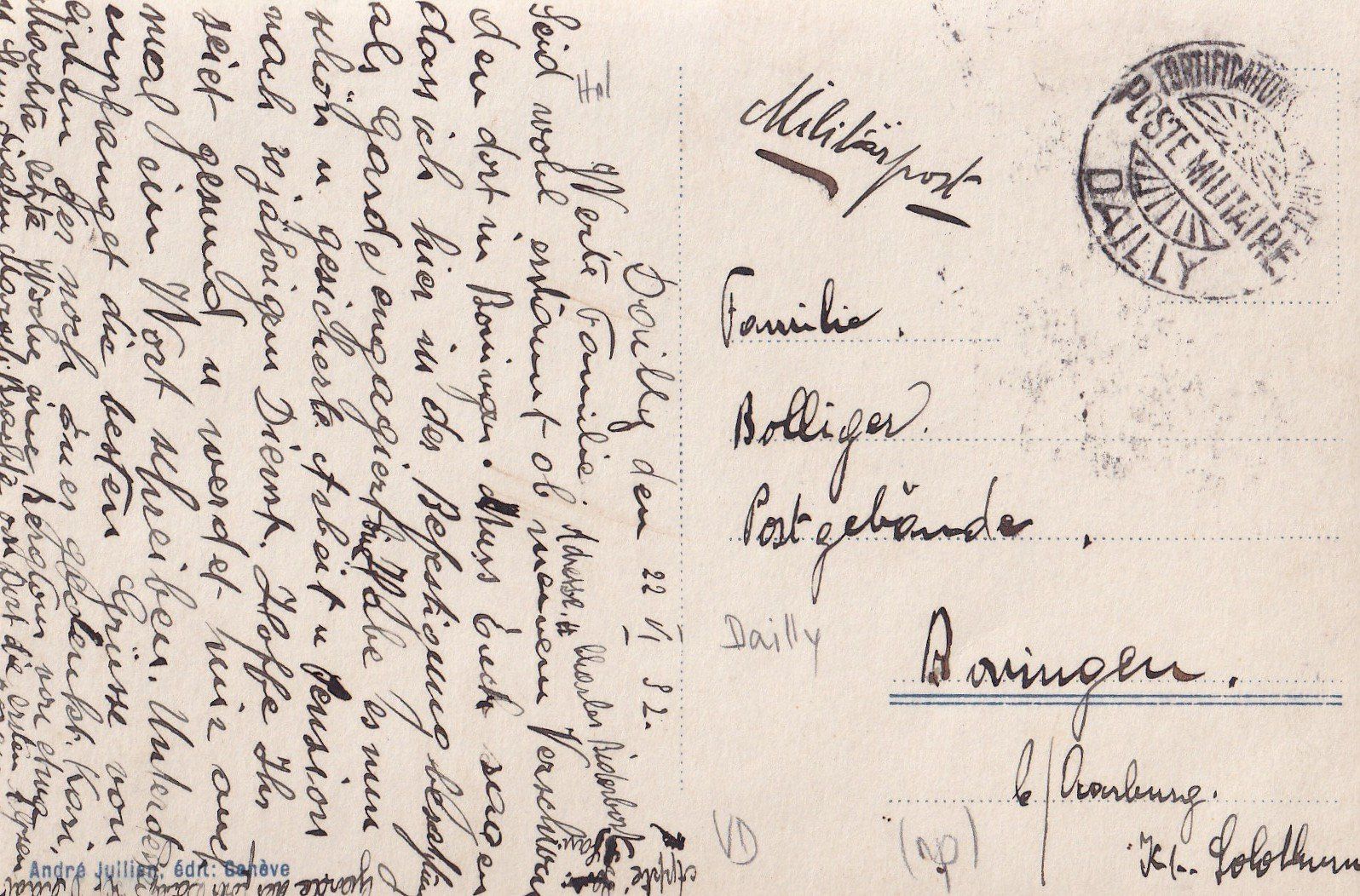 Cartoline postali: Dailly Emplacement des Forts de Savatan Feldpoststempel – Usato da Olten venduto da clotaldi 1