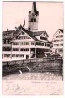 Relief-AK Teufen, Dorfpartie mit Hotel H