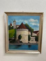 Vintage Ölbild Nölliturm Luzern Leinwand signiert J. Gauch