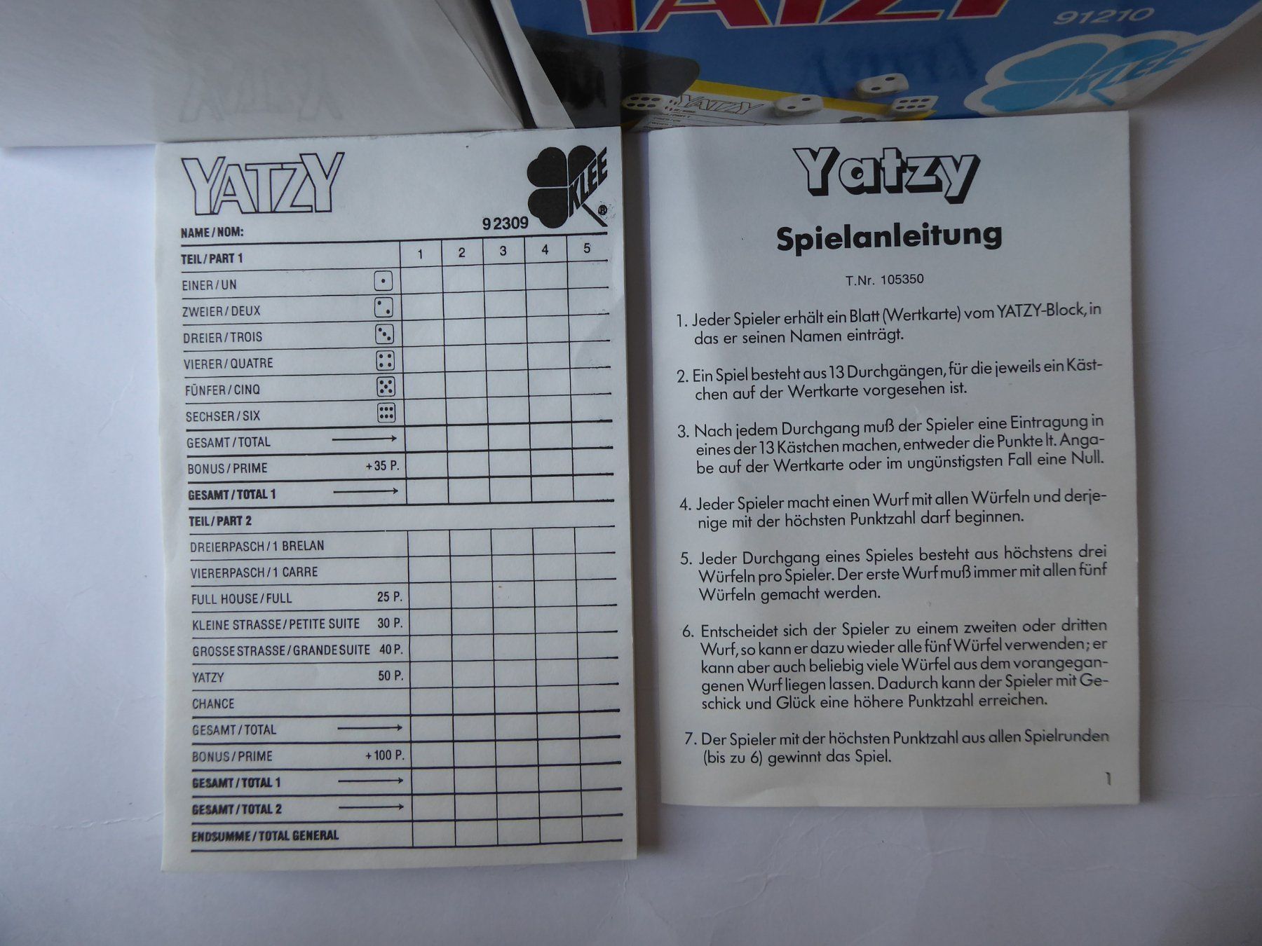 Giochi: Tolles YATZY Spiel, Klee – Usato da Turbenthal venduto da Panau 3