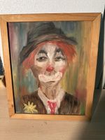 Tableau Clown huile sur toile 40x30cm vintage