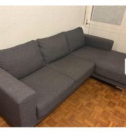 Ecksofa Stoff dunkelgrau mit Recamiere sehr guter Zustand