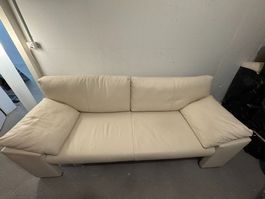 2.5 er Sofa, 2 Stück, Echtleder, zart weiss-creme