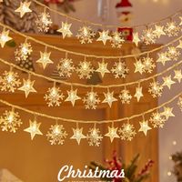 6m LED Lichterkette Weihnachten Stern Schneeflocke Batterie