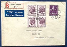1946  Flugpost R-  Brief  Bern - Barcelona mit n.249 -275