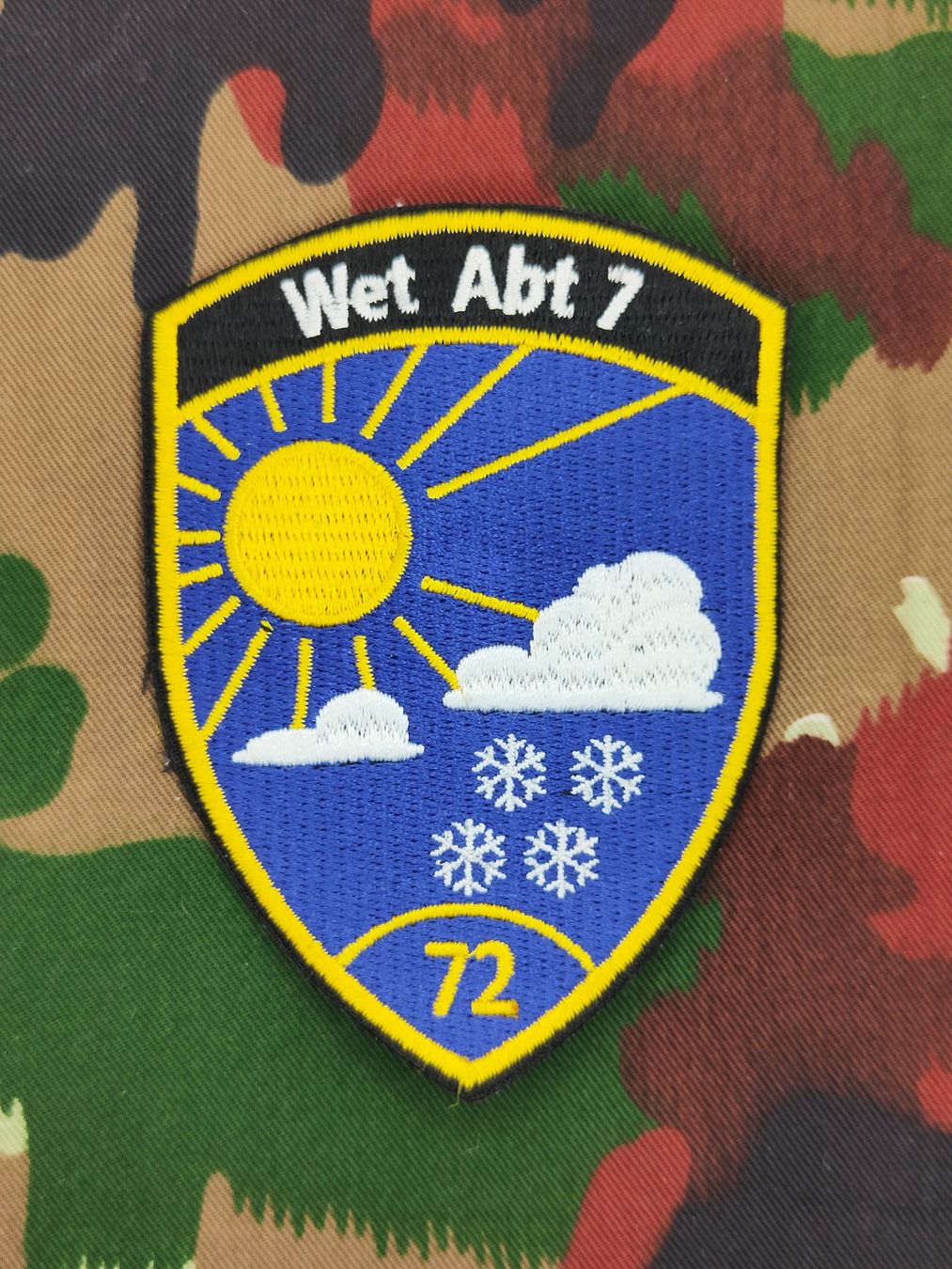 Schweizer Armee Plaketten & Abzeichen: Verbandsabzeichen Wet Abt 7 – Gebraucht aus Bauma von SwissMilitaria