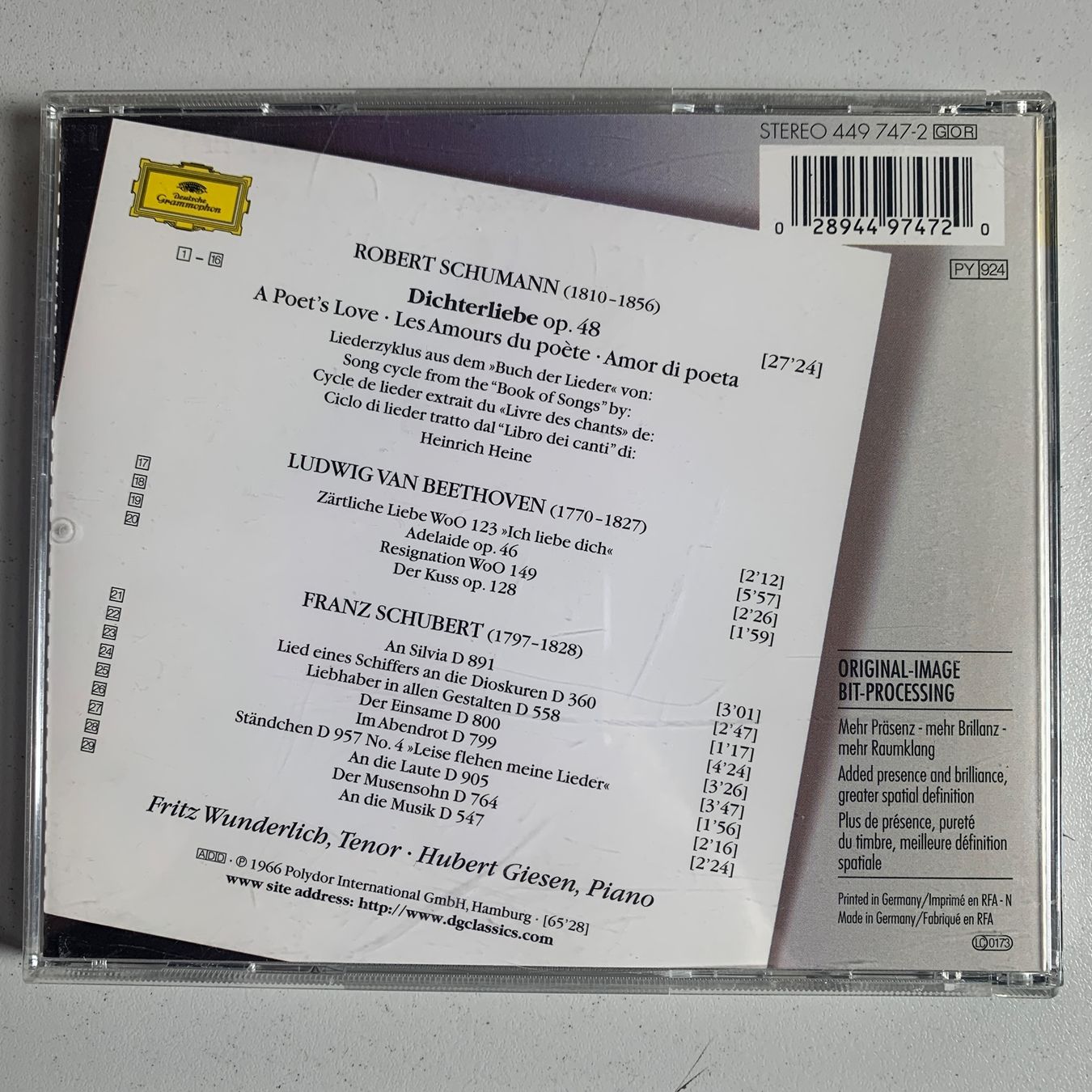CD: Fritz Wunderlich/Hubert Giesen: Schumann/Schubert – Usato da Stans venduto da Abukadnezar 1