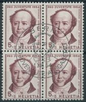 1954 - Pro Juventute - Viererblock - Ersttag Stempel - Abart