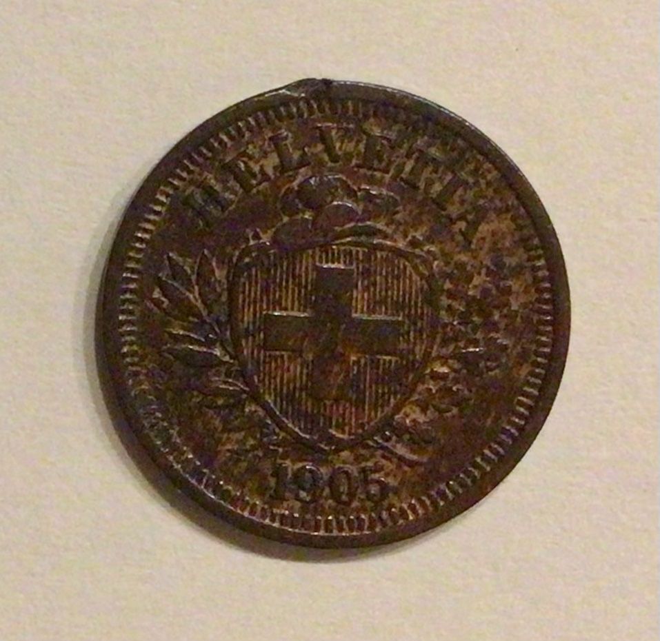 Tutti le monete: 1 centime / Rappen 1905 – Usato da Cugnasco venduto da nicola66