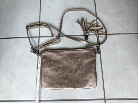 Festliche Ledertasche Damen, bronzefarben, in gutem Zustand