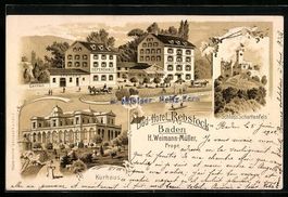 Litho Baden /Schweiz, Bad-Hotel Rebstock