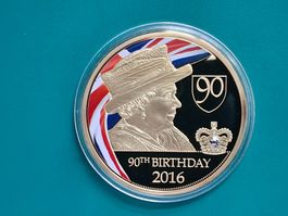 Queen Elizabeth II Cu vergoldet, 90. Geburtstag, 2016