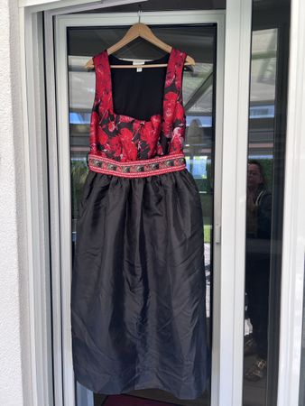 Dirndl Kleid bonprix schwarz rot Blumen Grösse 44 neu