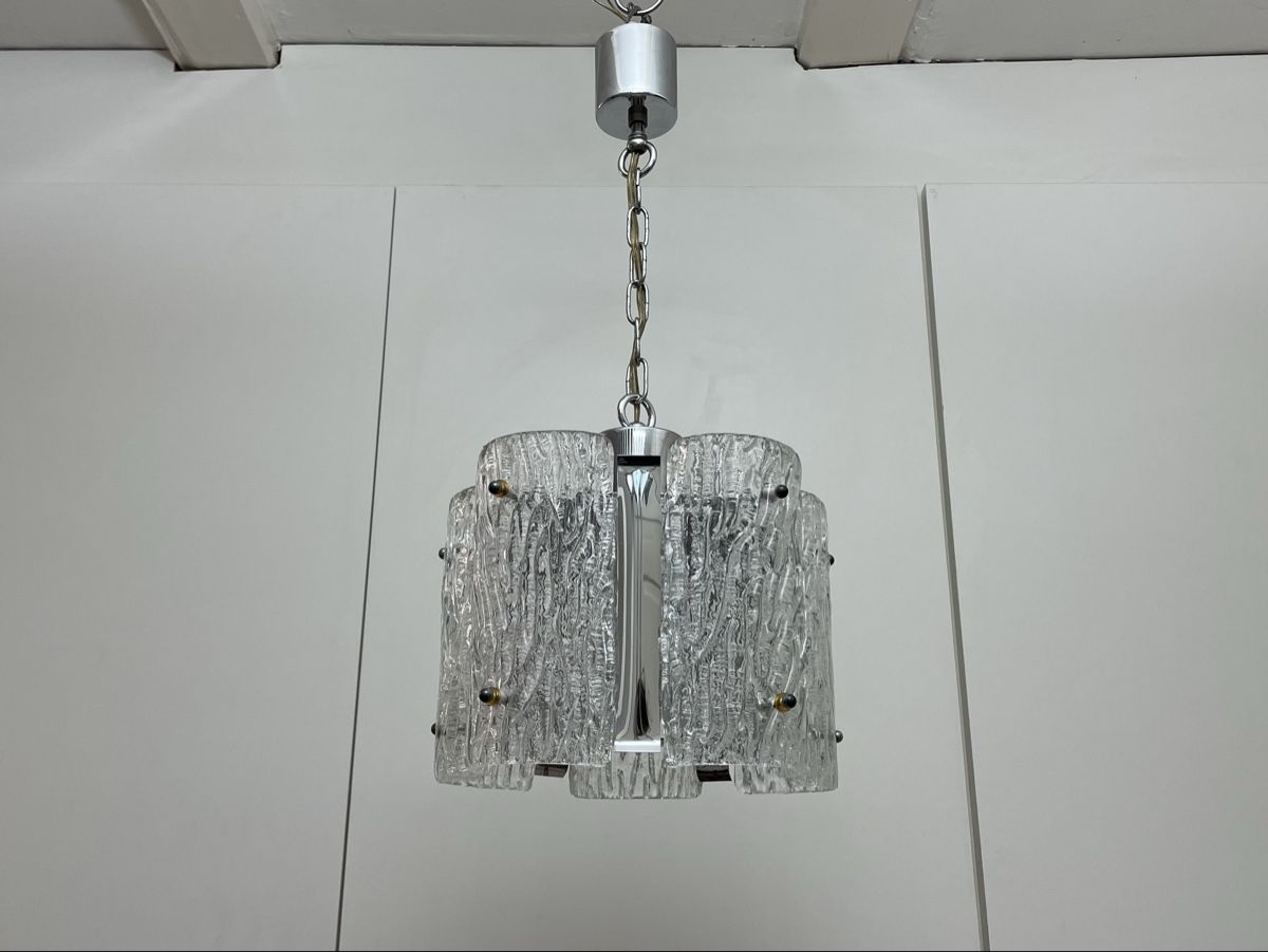 Kronleuchter & Deckenlampen: Space age Glas Hängelampe Eisglas Chrom Deckenlampe vintage – Gebraucht aus Zürich von Vintagewiesel 8