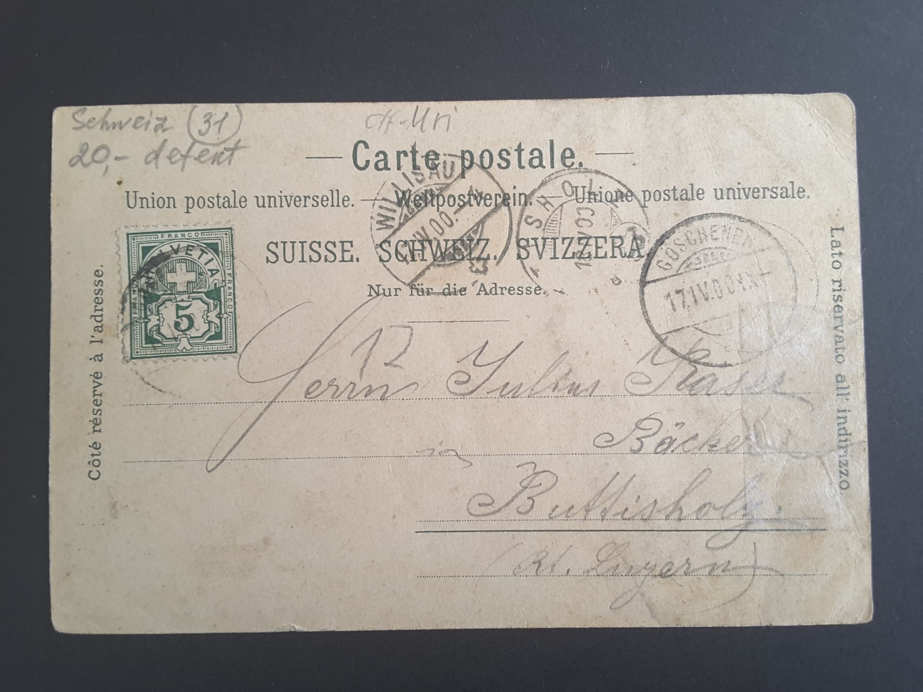 Cartoline postali: AK/Litho  UR Gruss aus Göschenen 1900 – Usato da Reichenburg venduto da Pipo-67 1