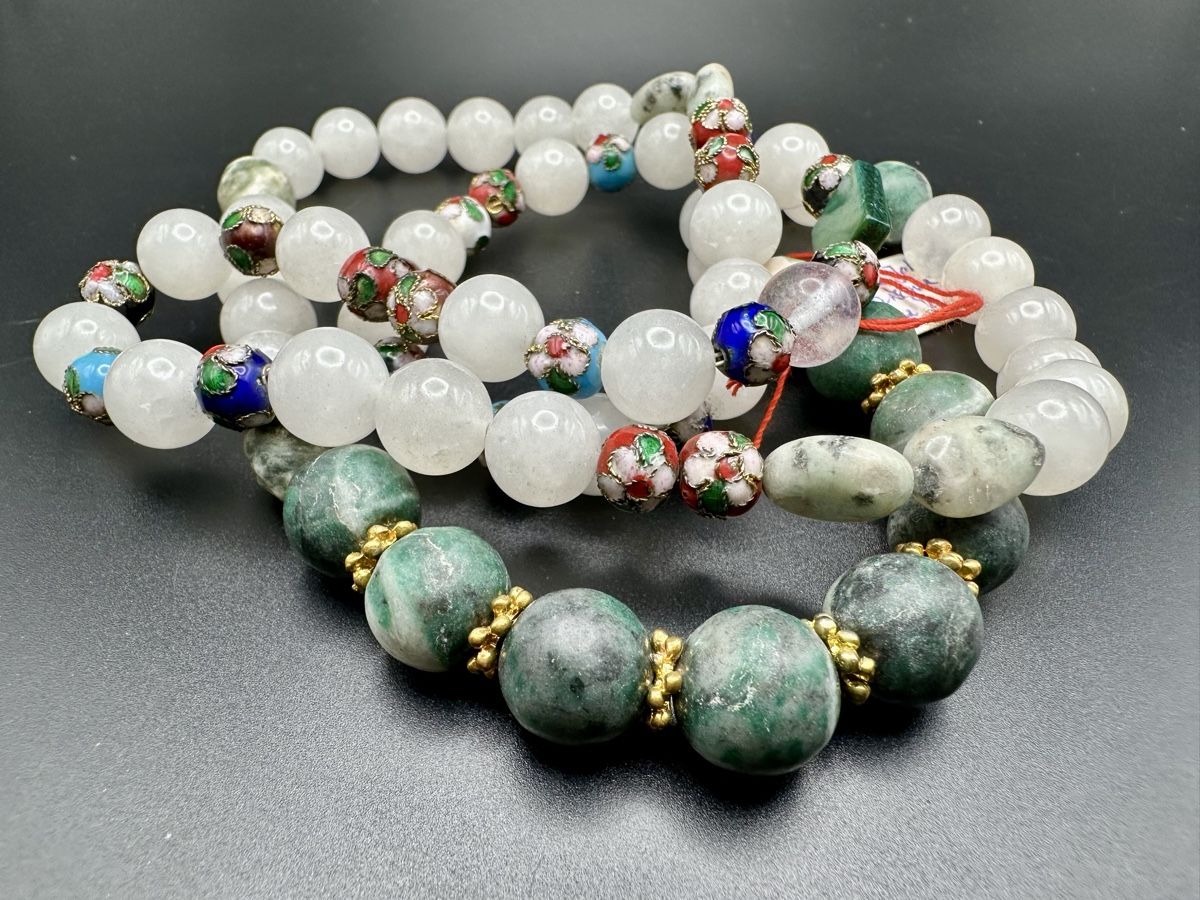 Ketten: Jade und Cloisonnè Perlen Halskette – Neu (gemäss Beschreibung) aus Lamone von LaCantinaMagica 5