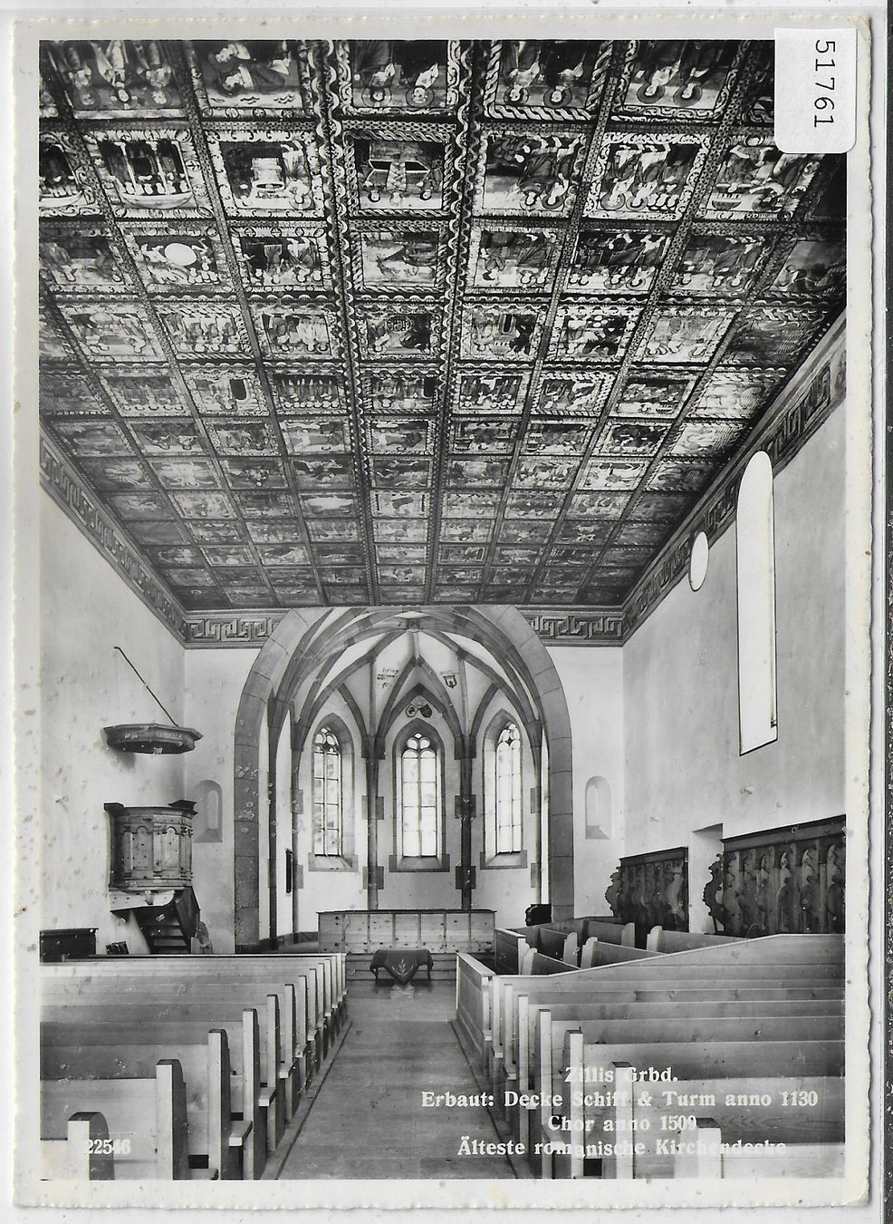 Cartoline postali: Zillis - Kirche - Innenansicht – Usato da Ettingen venduto da Kartenplanet