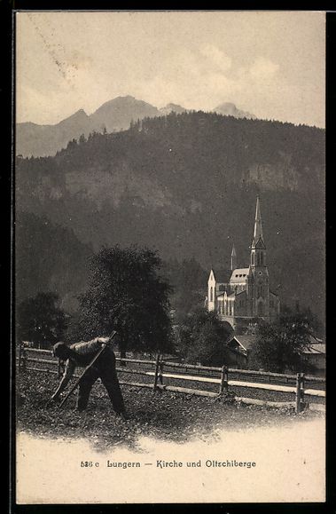 Cartes postales: AK Lungern, Kirche und Oltschiberge – D'occasion à Berlin par bartko-reher