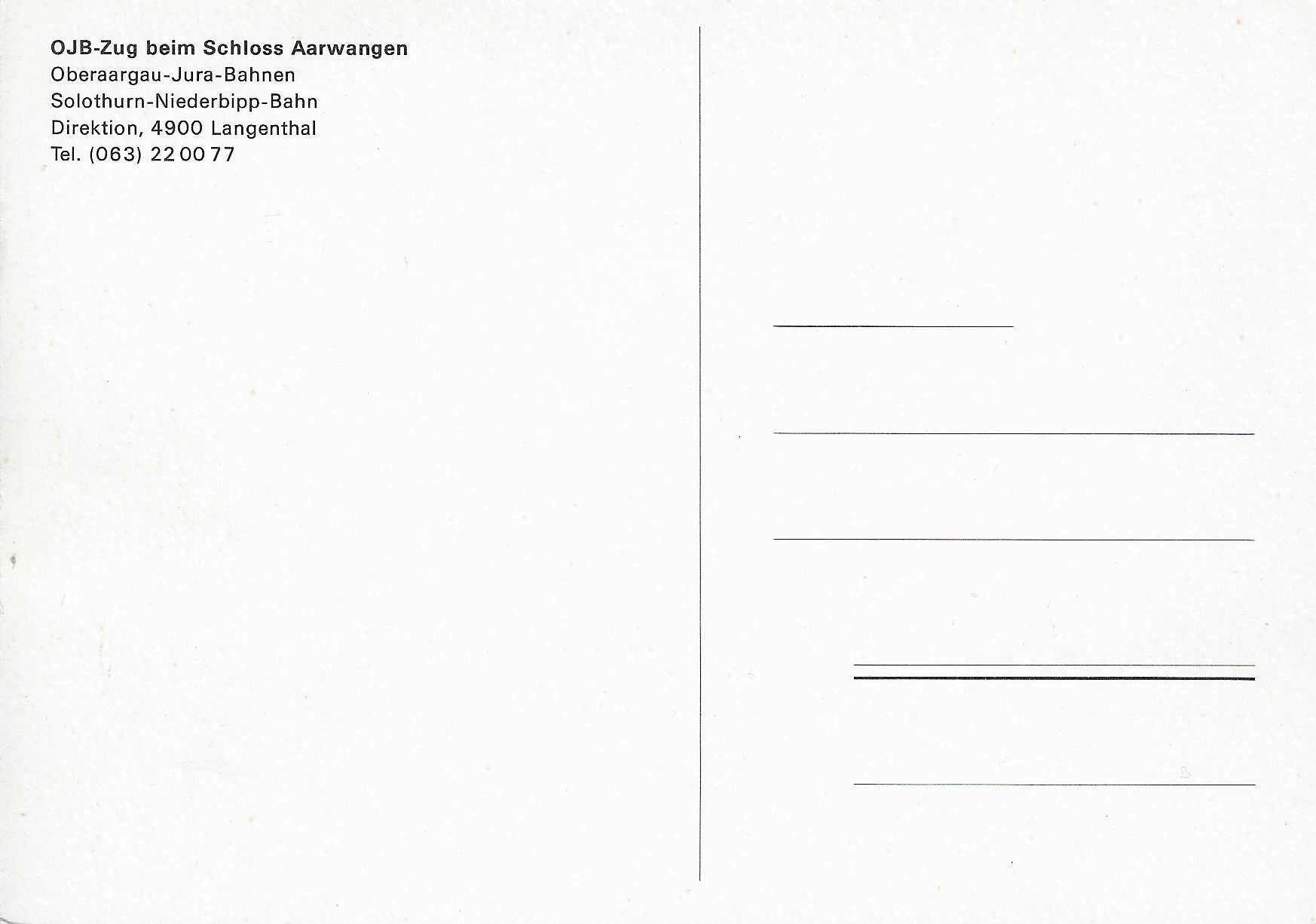 Cartoline postali: OJB-Zug beim Schloss Aarwangen – Nuovo (secondo la descrizione) da Rothrist venduto da Stranglehold 1