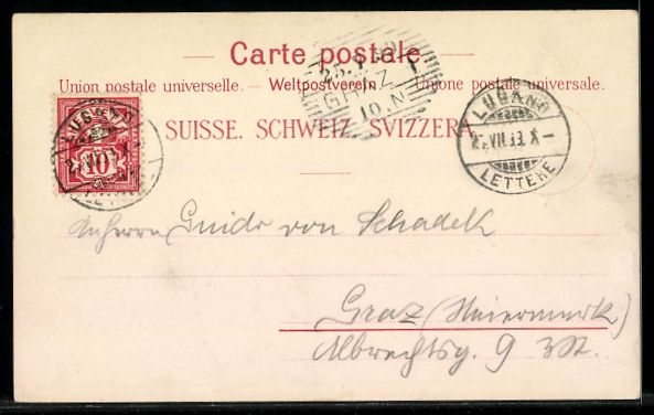 Cartes postales: Litho Lugano, Partie der Promenade, Damp – D'occasion à Berlin par bartko-reher 1