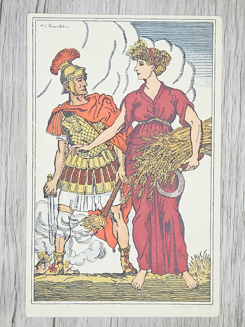 Tutti i francobolli: CL16 Carte Postale + Timbre Suisse 1916 – Usato da Cousset venduto da Patrick_Collections 1