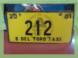 Vintage Taxi Schild B Del Toro 212, Rarität, Sammlerstück!