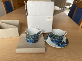 2er Set Tassen von mit Untertassen Hans Erni "Der Mensch" ne