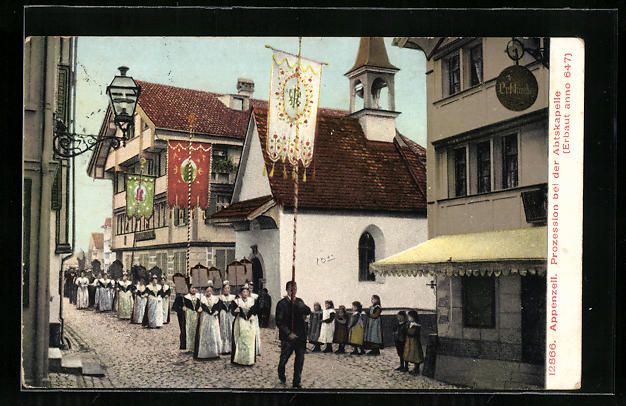 Cartoline postali: Appenzell, Prozession bei der Abtskapell – Usato da Berlin venduto da bartko-reher