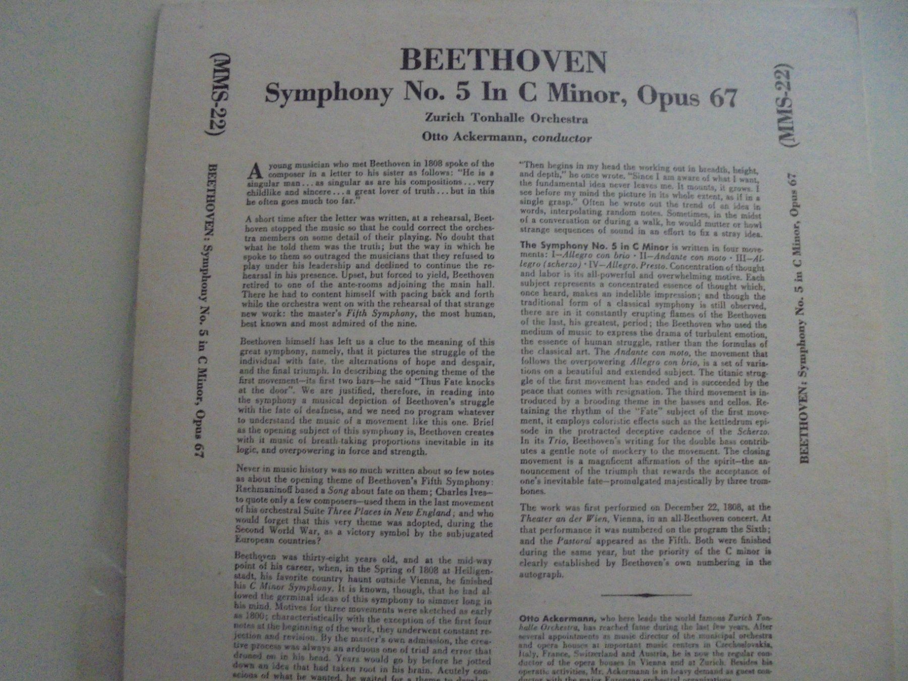 Schallplatten: BEETHOVEN " Symphony no 5 in C Minor. Opus 67 " VG+ – Gebraucht aus Crissier von Promopost 1