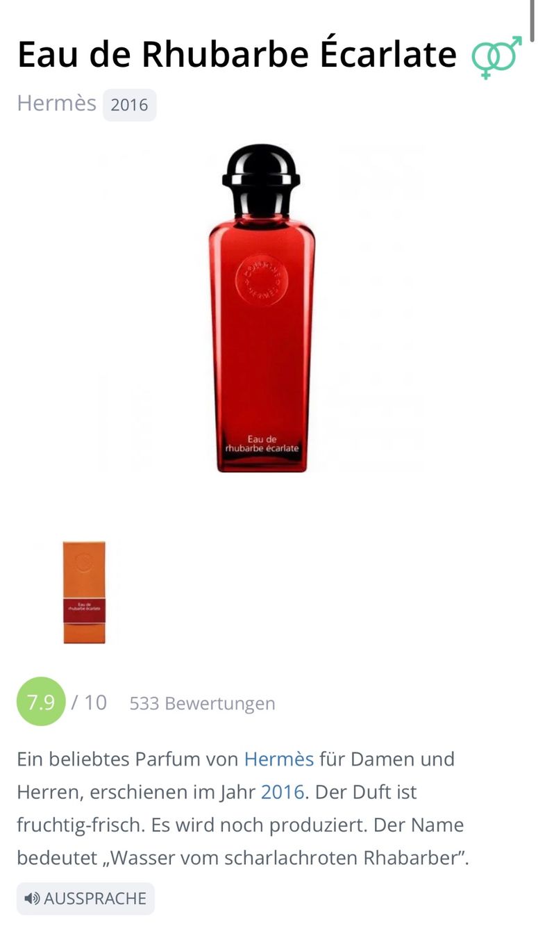 Hermès Parfum & Eau de Toilette: Hermès Eau de Rhubarbe Écarlate - Duftprobe 2ML – Gebraucht aus Zürich von deruja 2