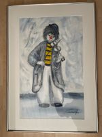Aquarell von Ulrich Knutti, Clown mit Geige